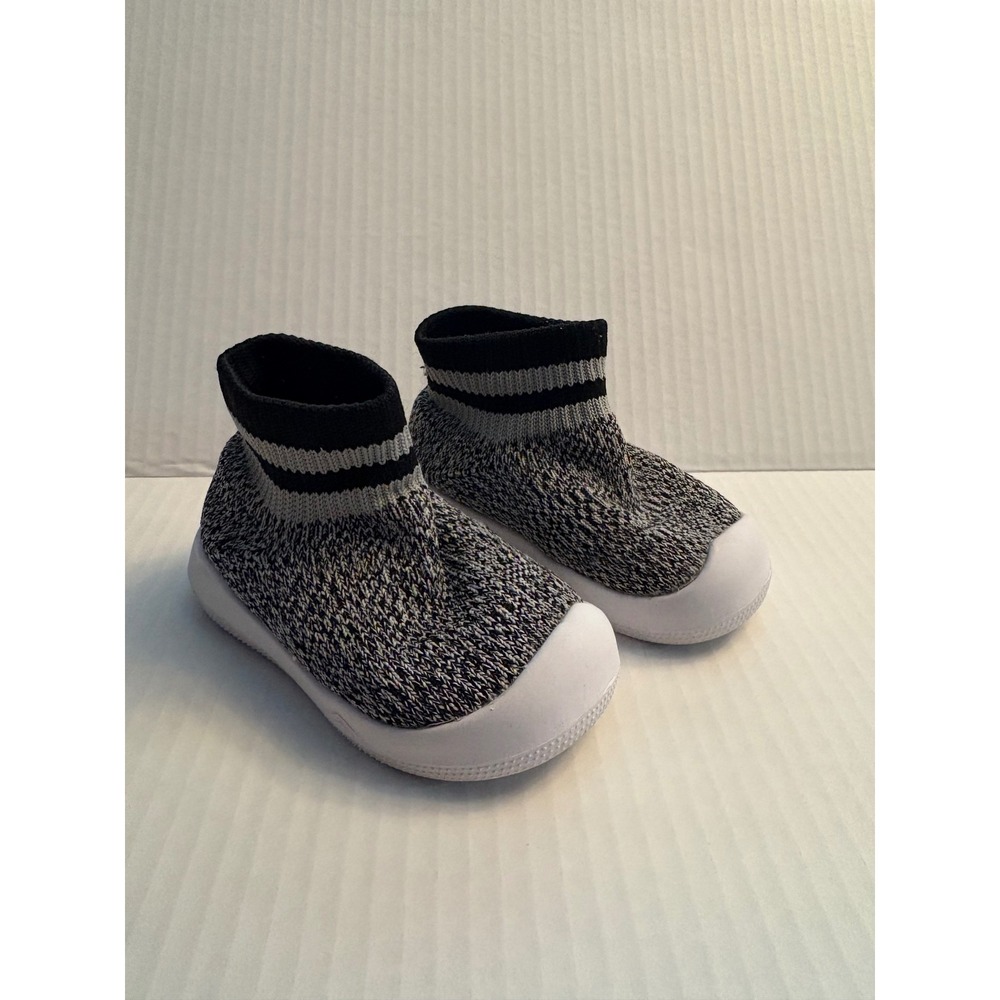 ENOTOY Baby Toddler Sock Shoes Gray Black Slip On Sneakers
